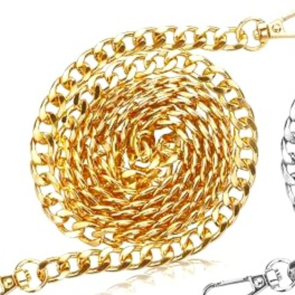 NWT 7.1" Gold Tone Chain Bracelet Purse Strap Flat U-hook Jewelry Quality